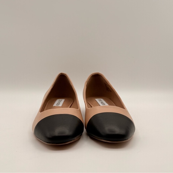 Steve Madden NWOT Leather Cap Toe Ballet Flats Nude Black Classic WMS Size 8.5 - Picture 5 of 13